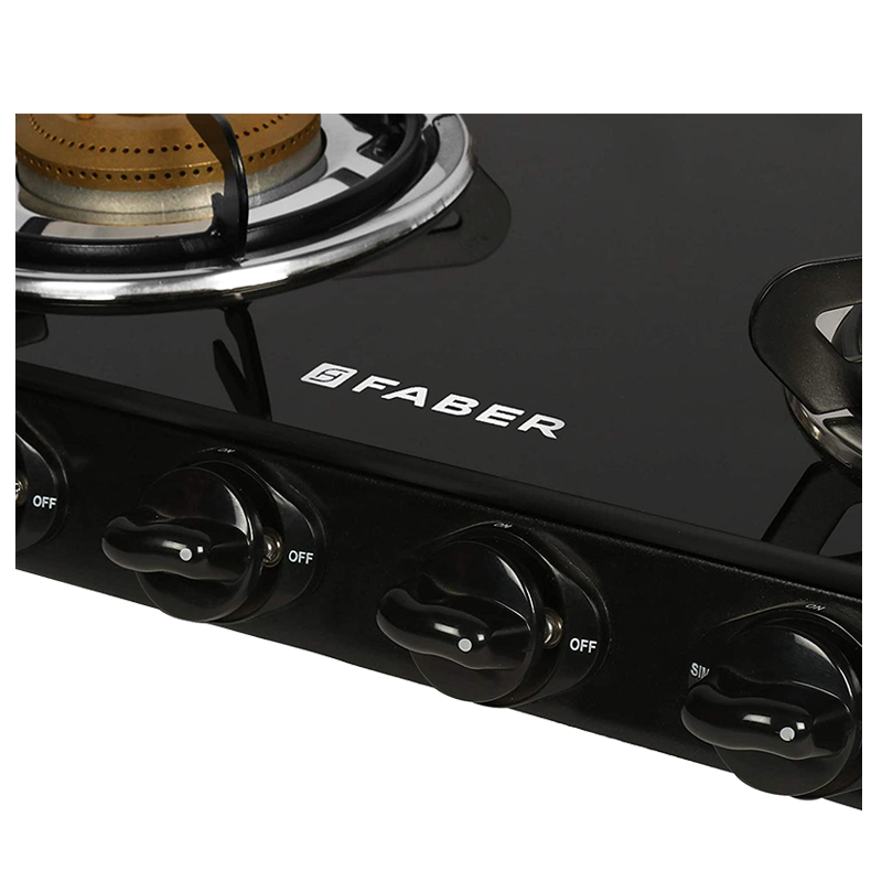 Buy Faber Jumbo 4BB BK Toughened Glass Top 4 Burner Manual Gas Stove